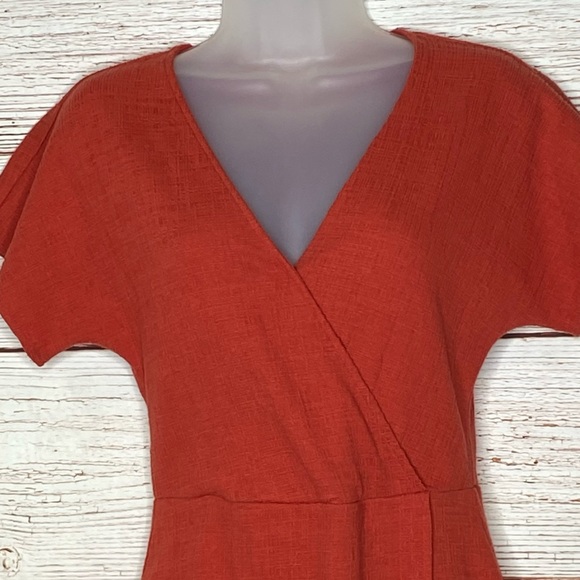 Madewell Cross-Front Flutter-Sleeve Mini Dress In Burnt Orange Sz XXS - Picture 13 of 16